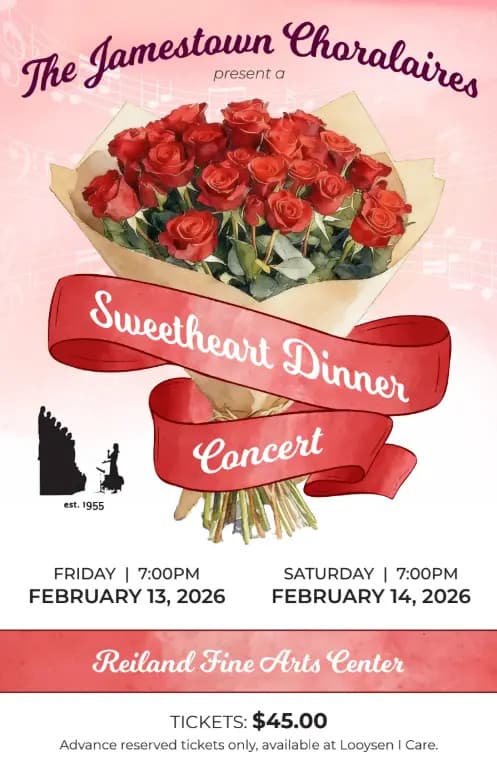 Jamestown Choralaires Sweetheart Dinner Concert Feb. 13 and 14