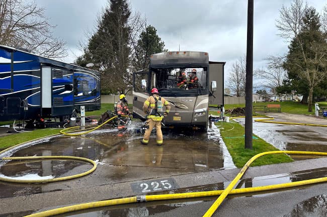 Early Morning RV Fire Sends Two to Regional Burn Center
