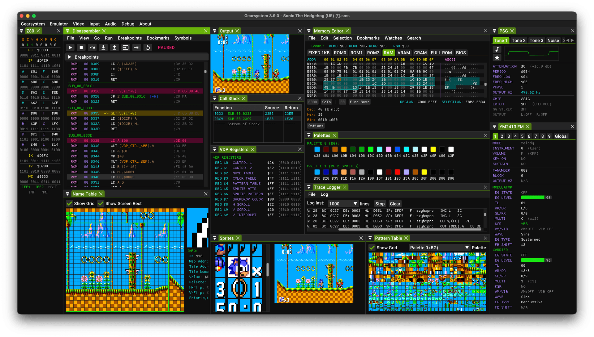 Gearsystem 3.9.6 adds rewind support and new debugging tools