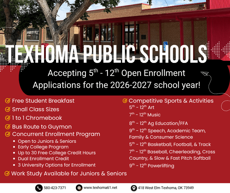 Texhoma Public Schools opens transfers, hires staff, adds meal options