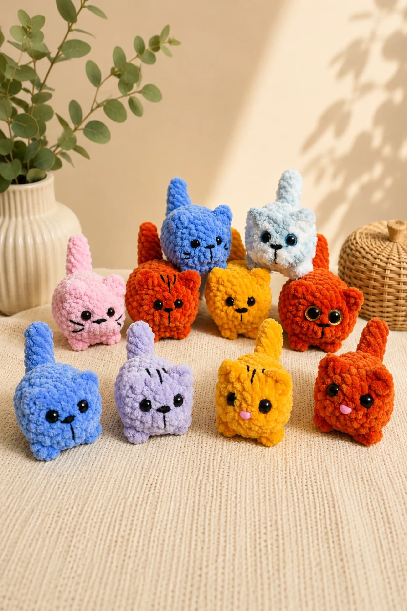 Two-cat crochet pattern makes a matching amigurumi pair in one design