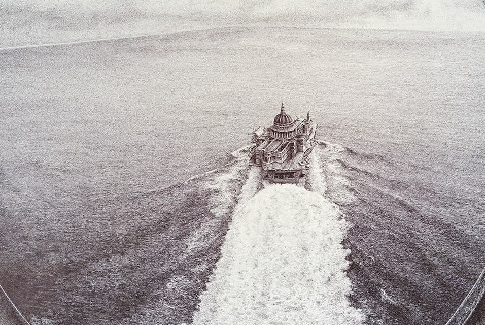 Ethan Murrow’s Seastead Wall Drawing Confronts Waterfront Futures