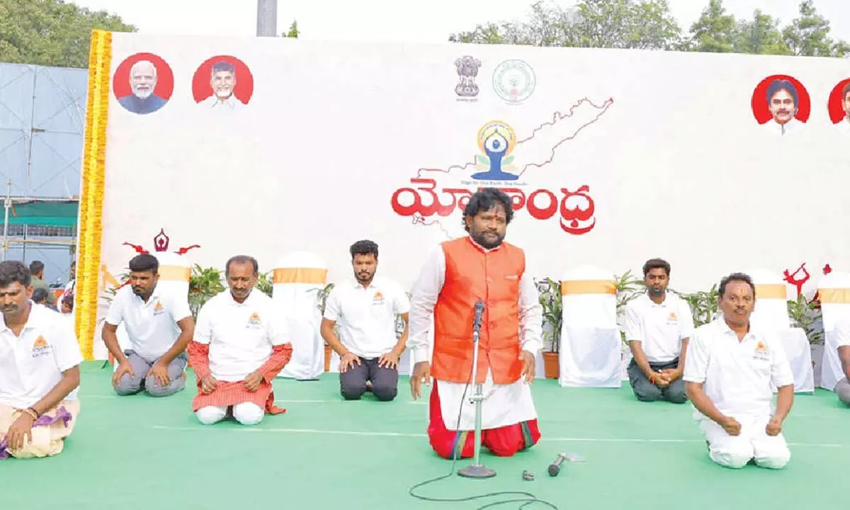 Srisailam temple hosts 2,100-practitioner yoga event for Yogandhra 2026