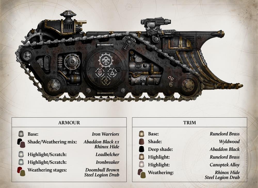 Horus Heresy studio paints reveal Dark Mechanicum palettes and treacherous icons