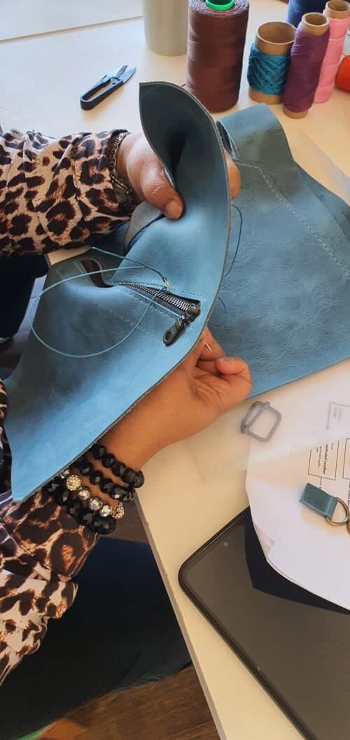 Bearded Dog Leather workshop in Centurion teaches saddle stitch basics