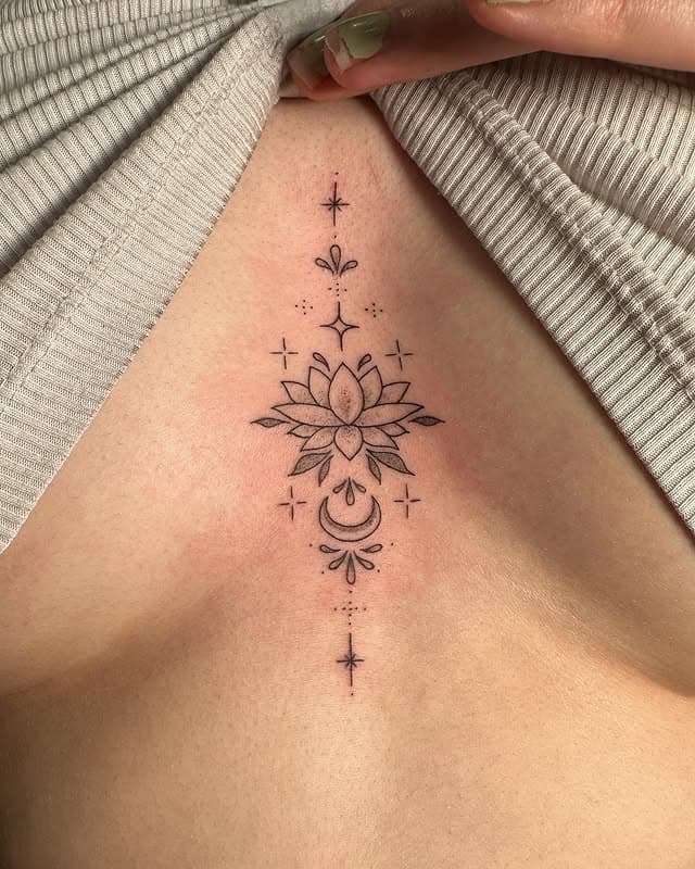 Sternum Tattoos Rise in Popularity, Geometric Symmetry Takes Center Stage