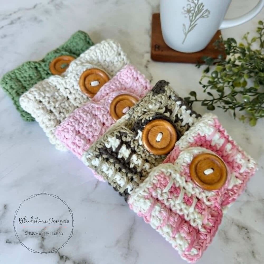 Blackstone Designs Refreshes Spike Stitch Mug Cozy for ReStitch Crochet Along