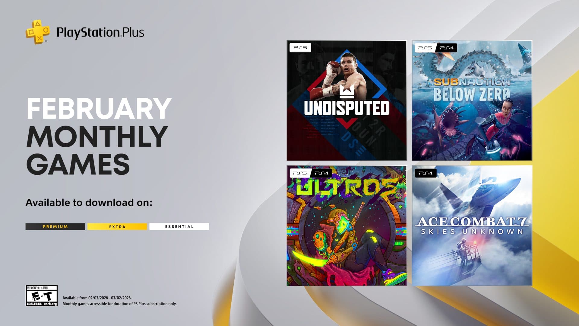 PlayStation Plus February 2026 Lineup Revealed: Undisputed, Subnautica, Ultros, Ace Combat