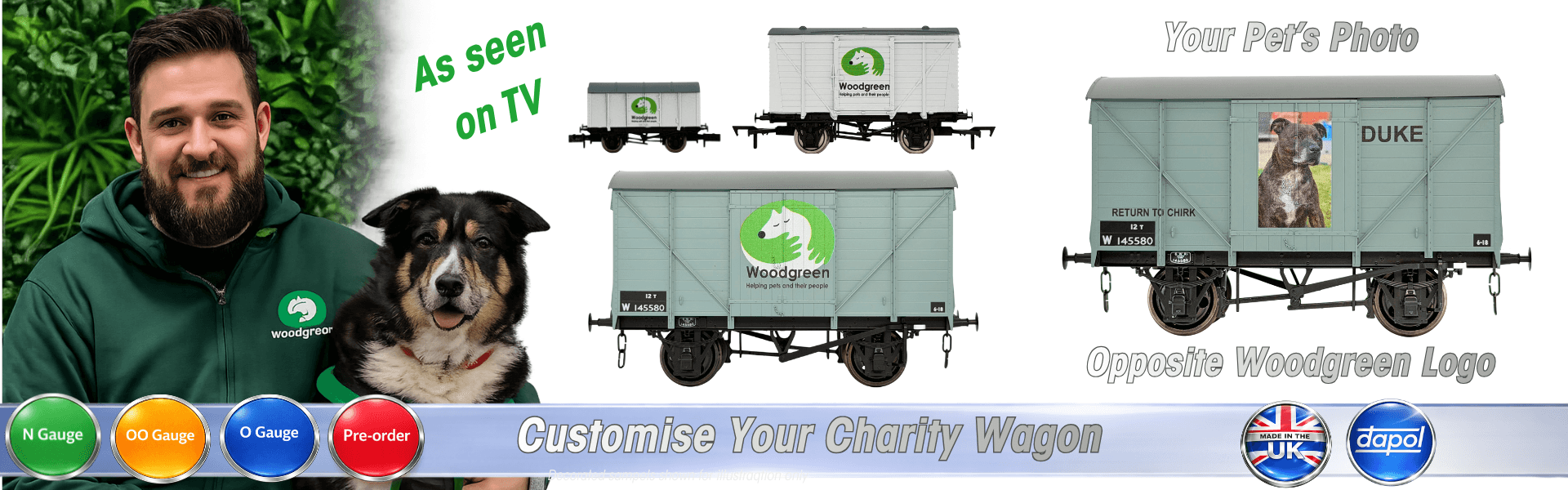 Dapol launches customizable charity wagons for Woodgreen Pets Charity