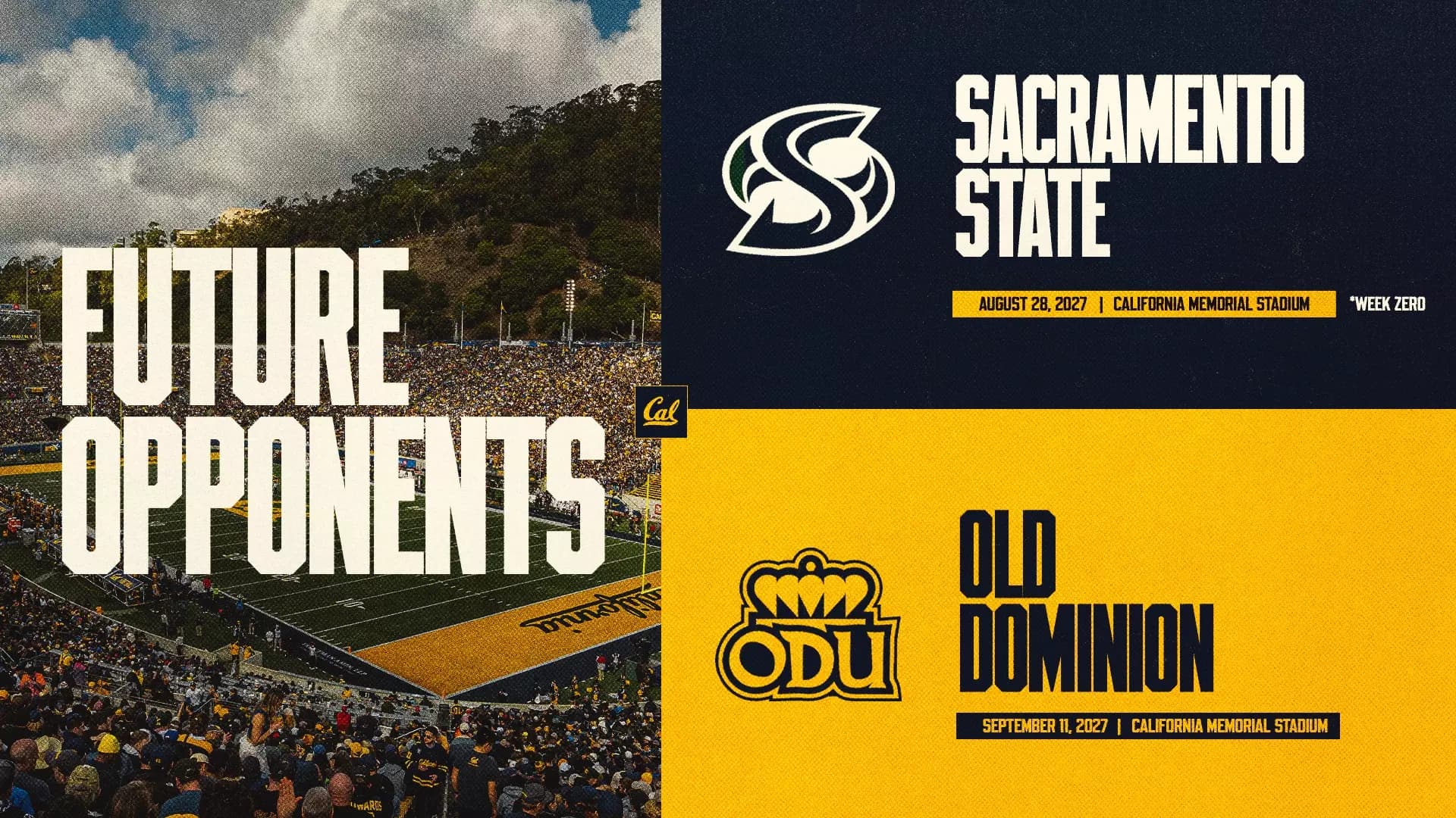 Cal completes 2027 nonconference schedule with Sacramento State, Old Dominion add-ons