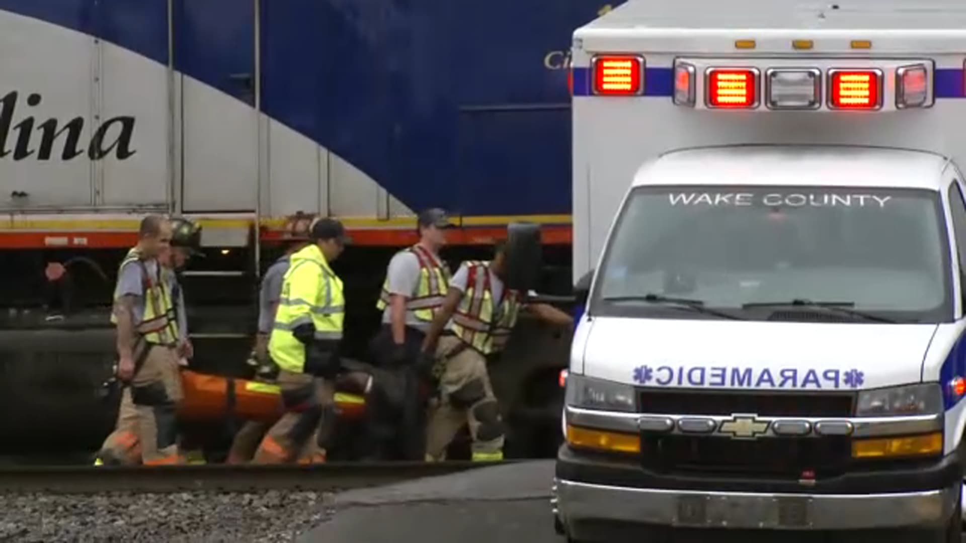 Amtrak train hits construction trailer in Cary, six hurt