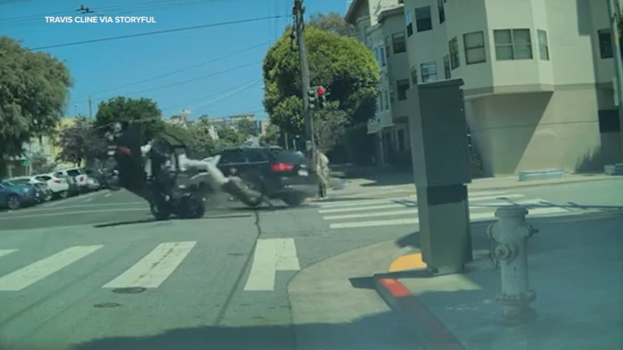 Dashcam video shows violent Western Addition crash injuring four people