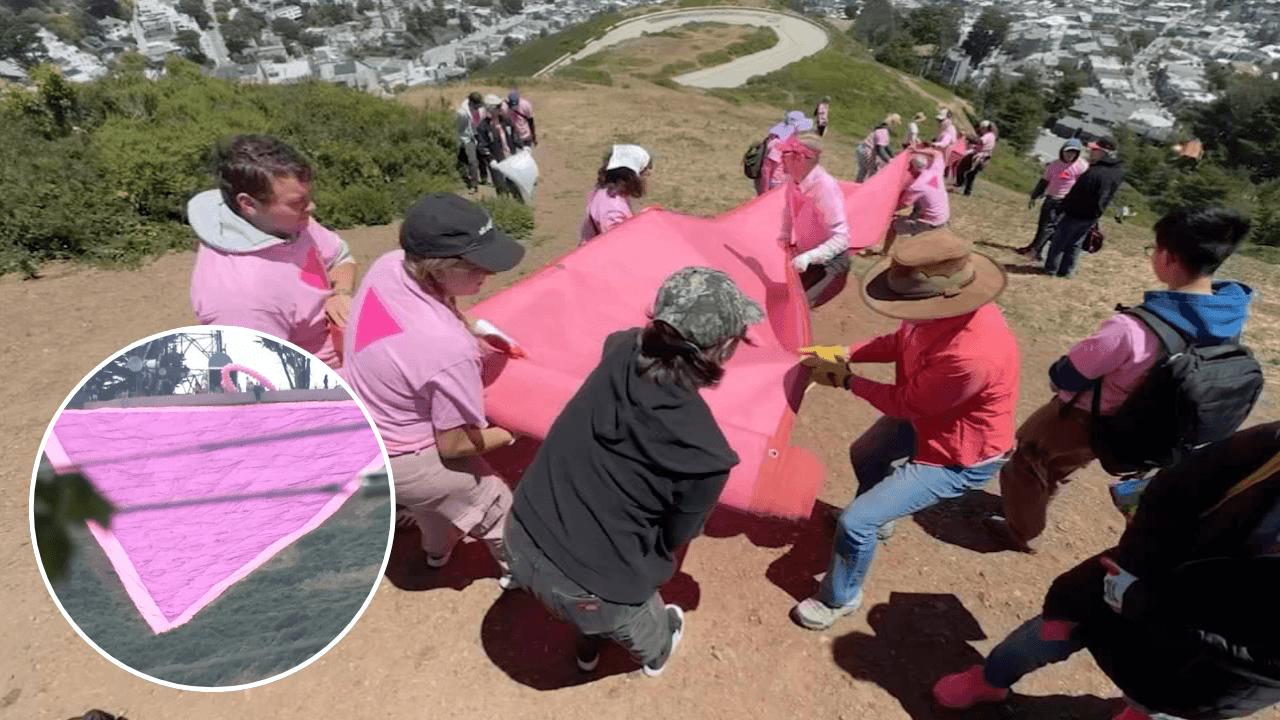 San Francisco's giant Pink Triangle lights up Twin Peaks for Pride Month