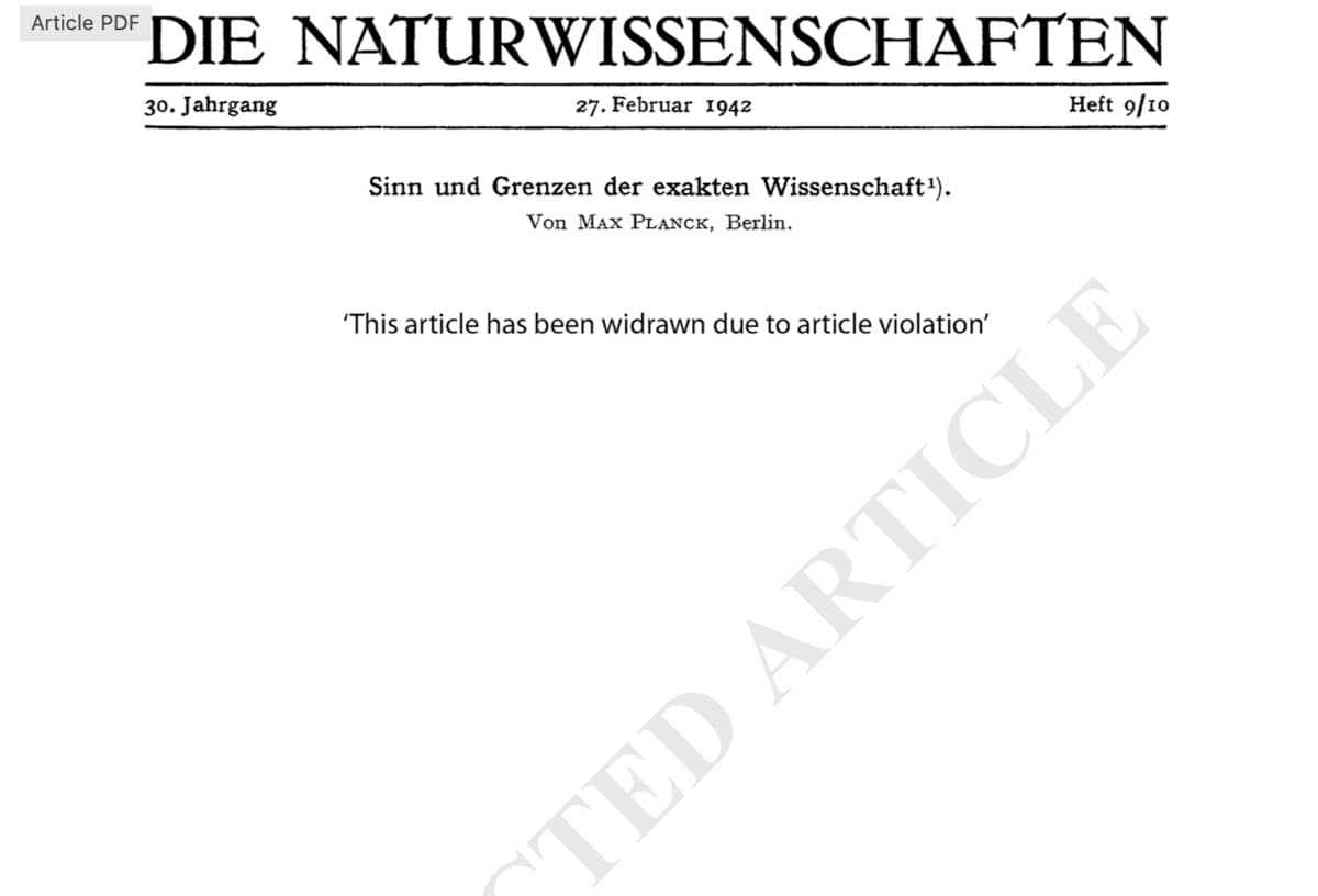 Historians find Max Planck papers blanked out in Springer Nature archive