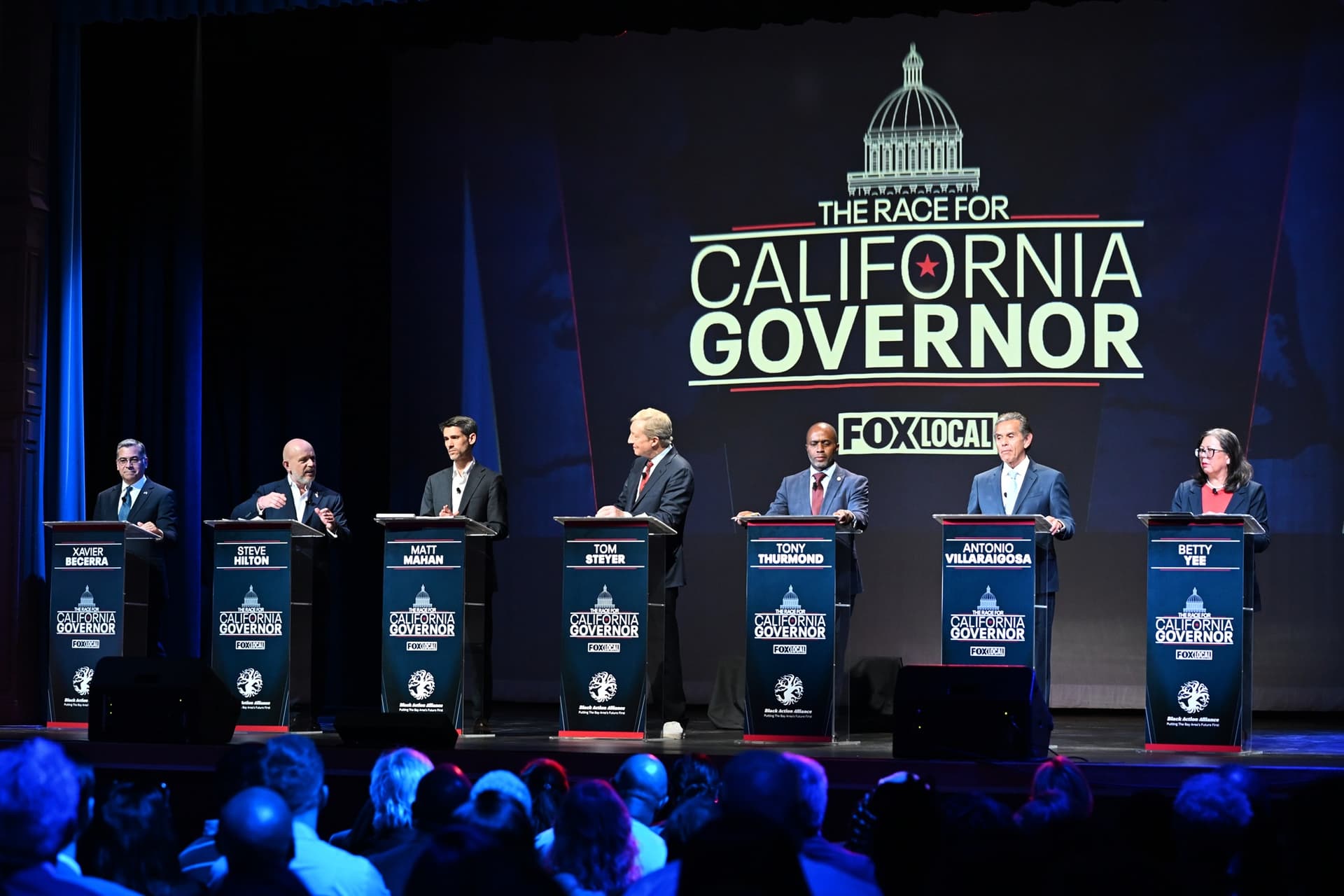 Seven candidates clash at California's first televised gubernatorial debate in San Francisco
