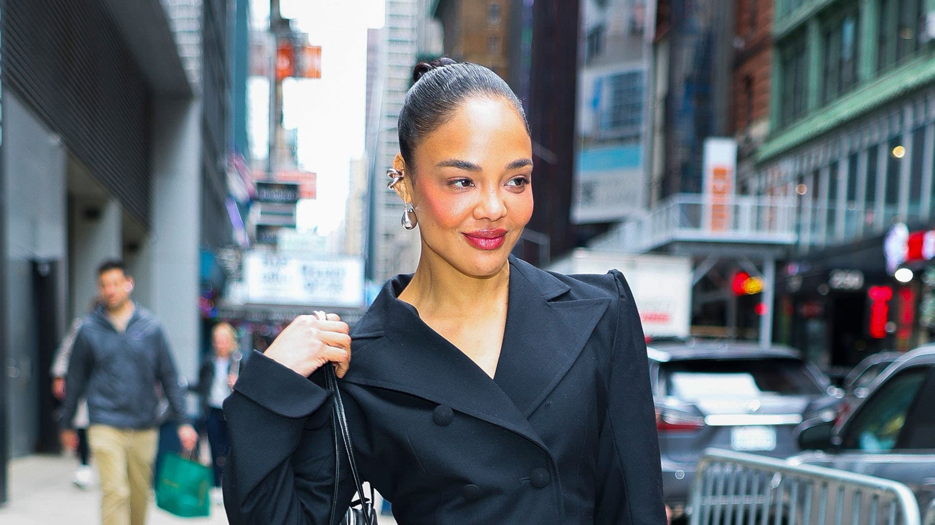 Tessa Thompson’s cinch-waist blazer signals the end of oversized suits