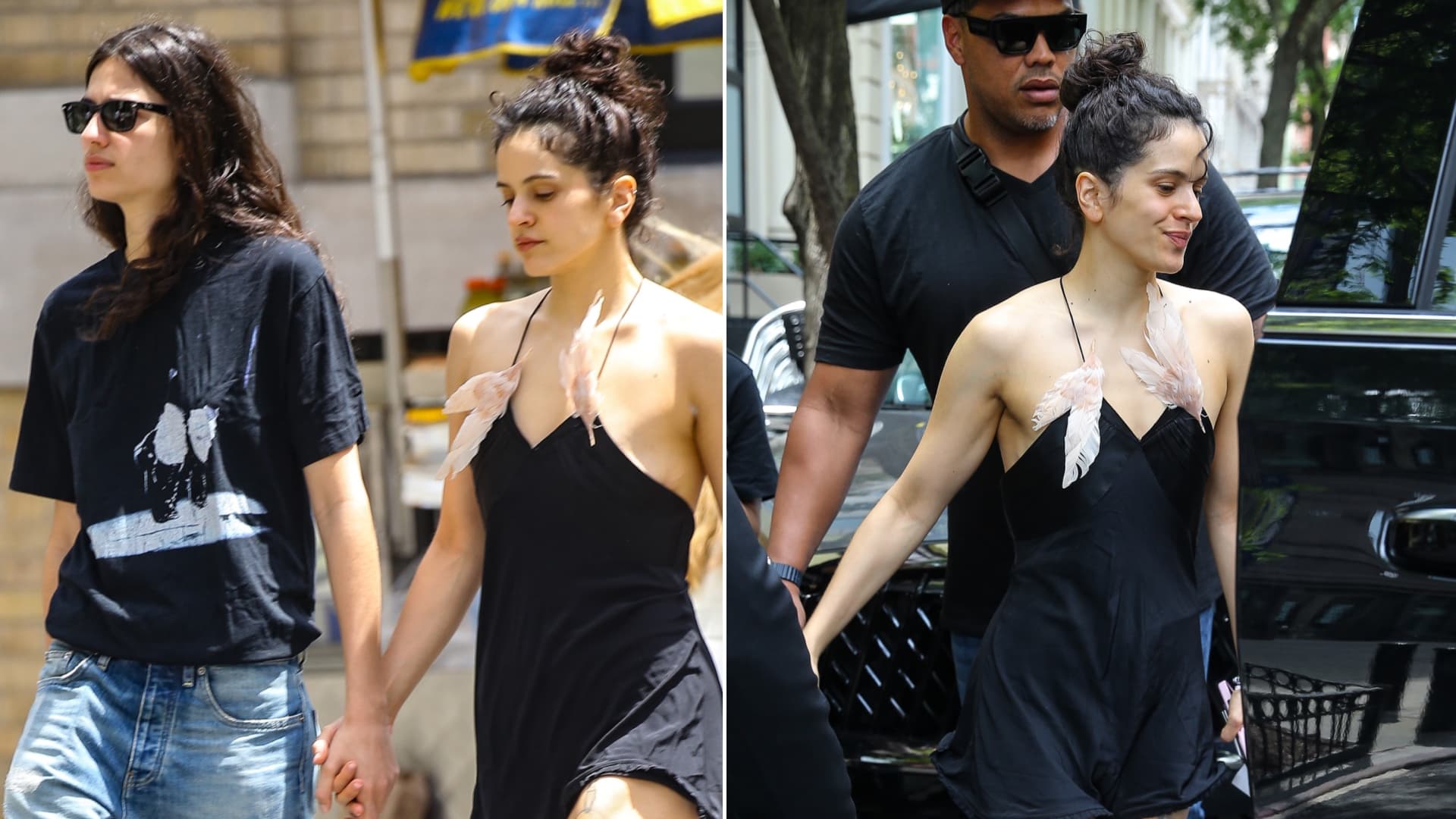 Rosalía turns Victoria Beckham romper into a feathered little black dress update