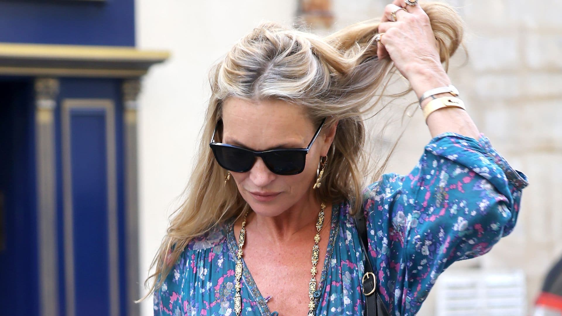 Kate Moss Reclaims Boho Roots in Paisley Midi at Paris Fashion Week