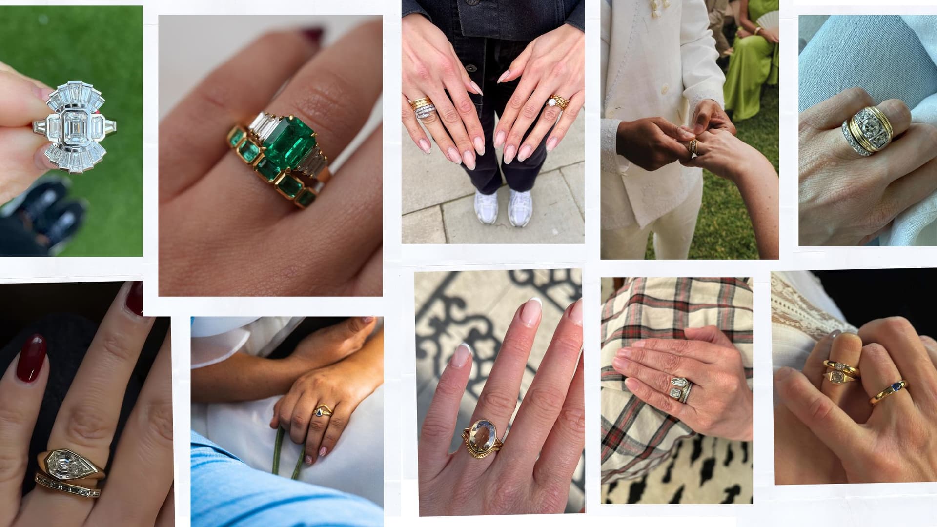 Brides Embrace Mixed Metals, Colorful Stones, and Personal Ring Stacks
