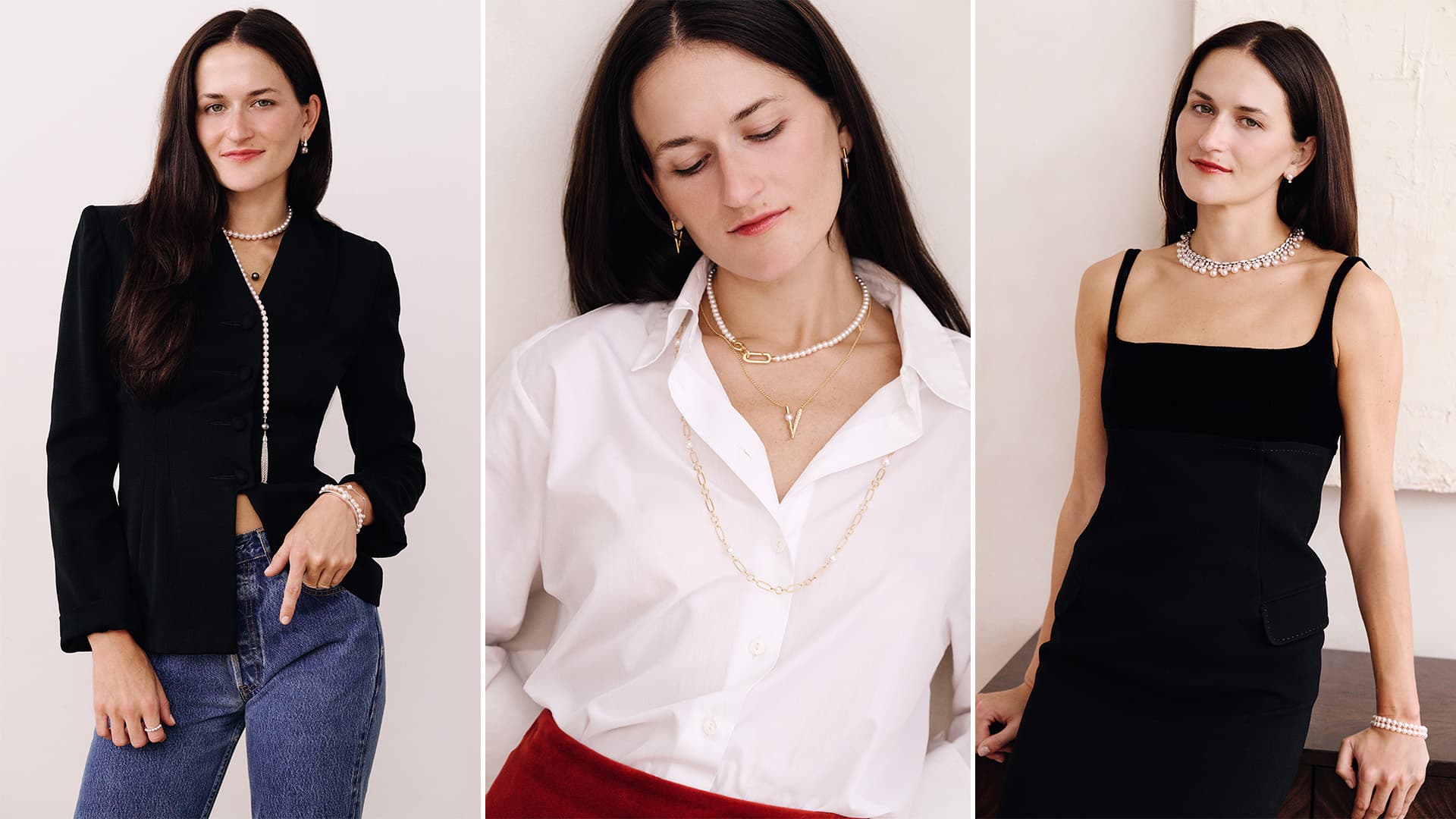 Mikimoto Pearls Get a Modern Refresh with Denim and Tailored Basics