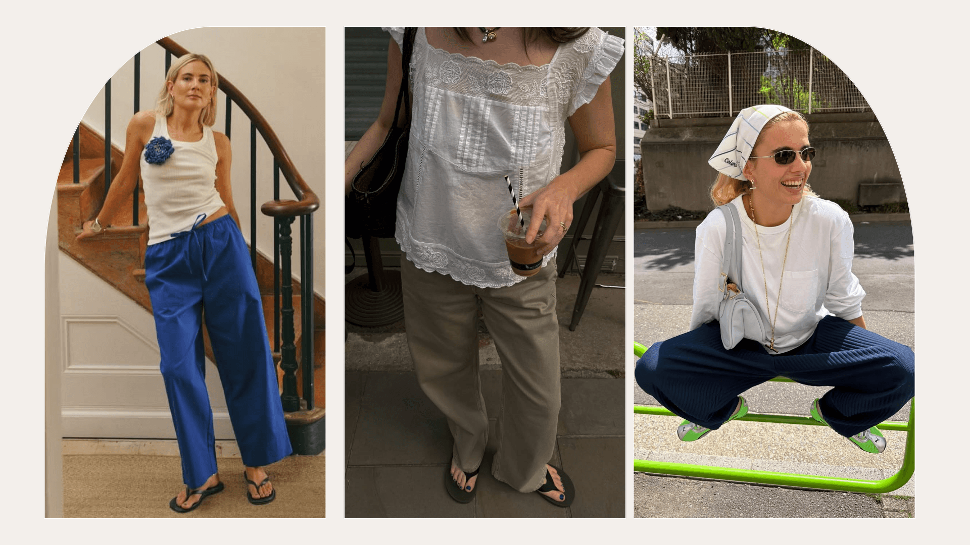 London street style spotlights cobalt trousers and layered boho pieces
