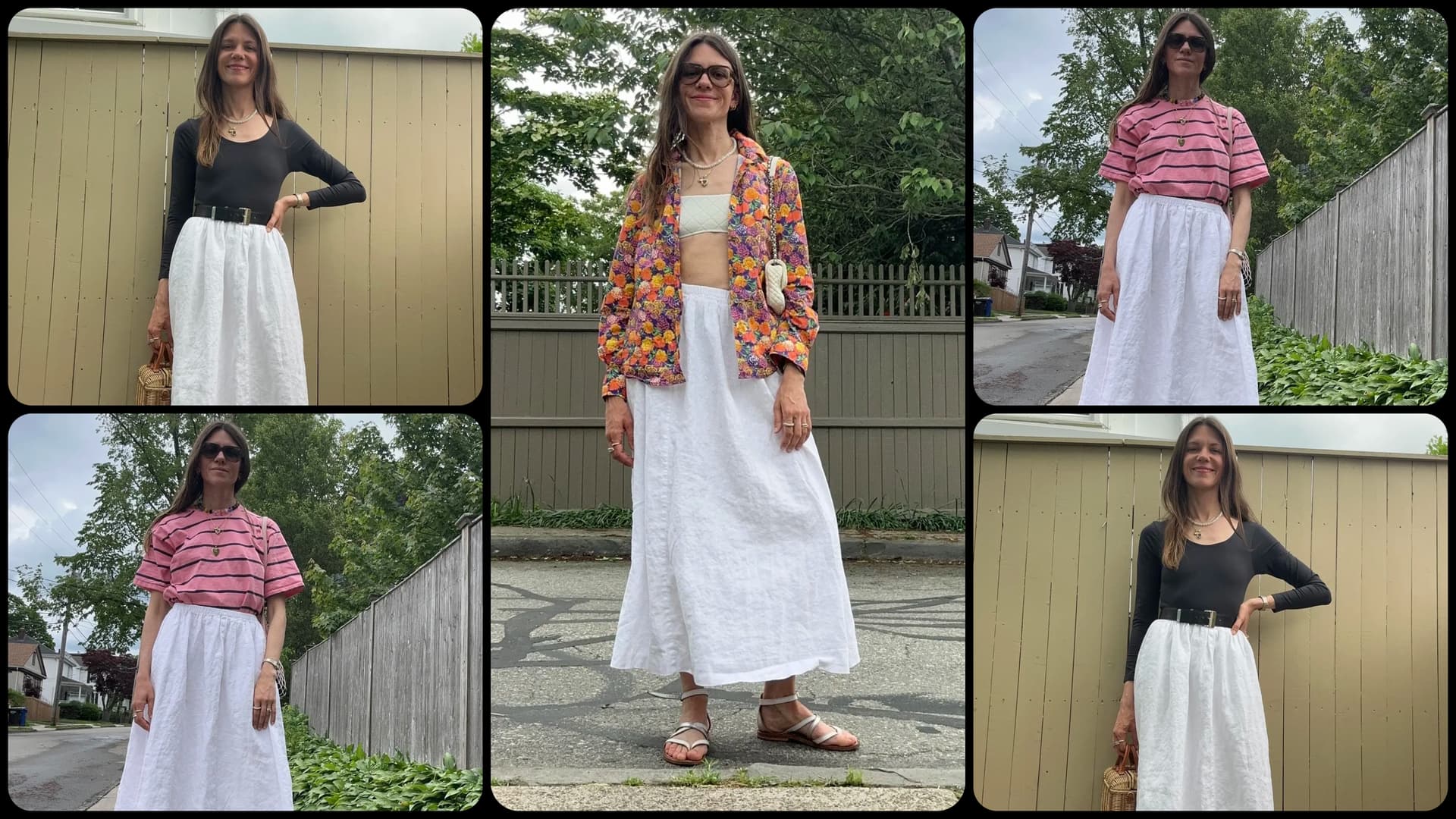 Julia Gall styles a long white linen skirt three ways for summer