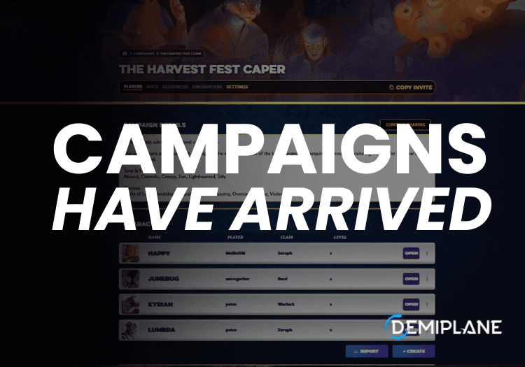 Demiplane Launches Campaigns for Pathfinder GMs to Manage Characters, Groups