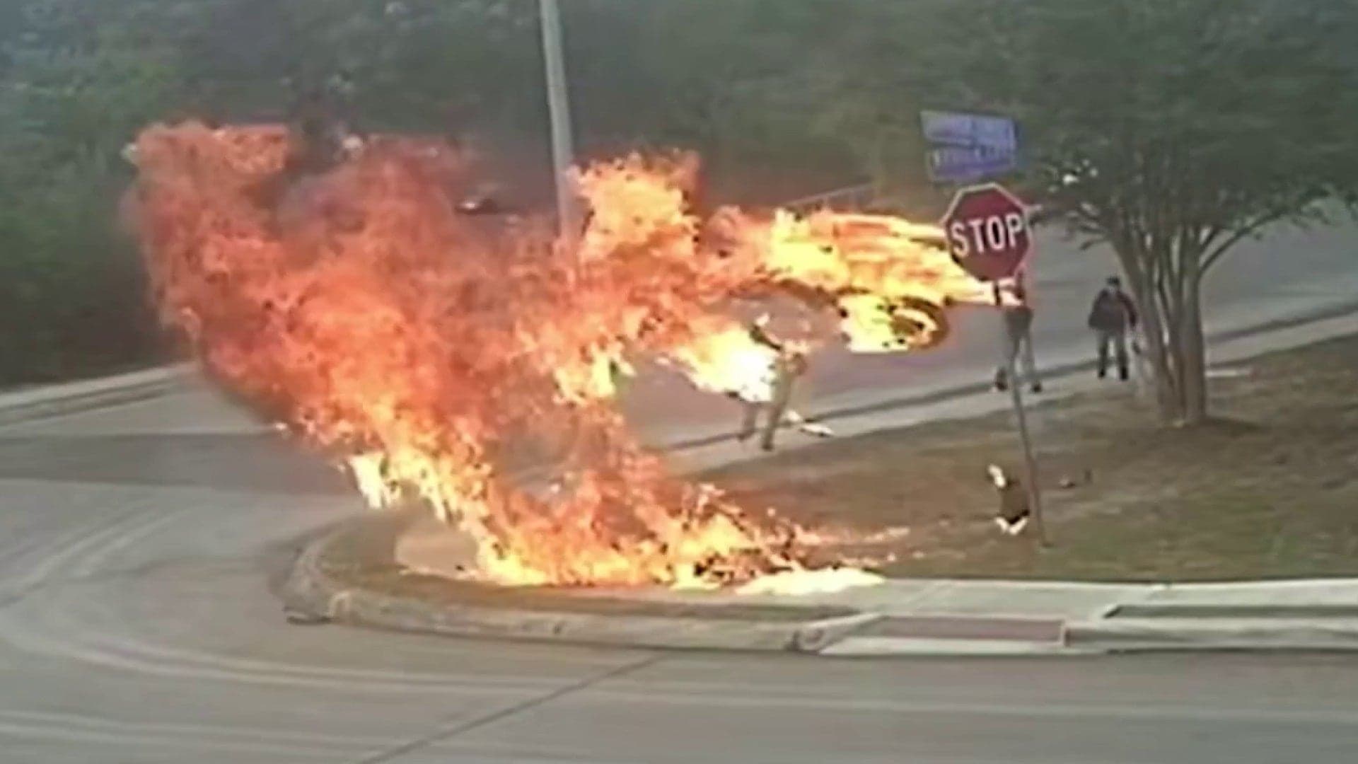 Motorcycle Narrowly Misses Four Children Near San Antonio, Erupts in Flames
