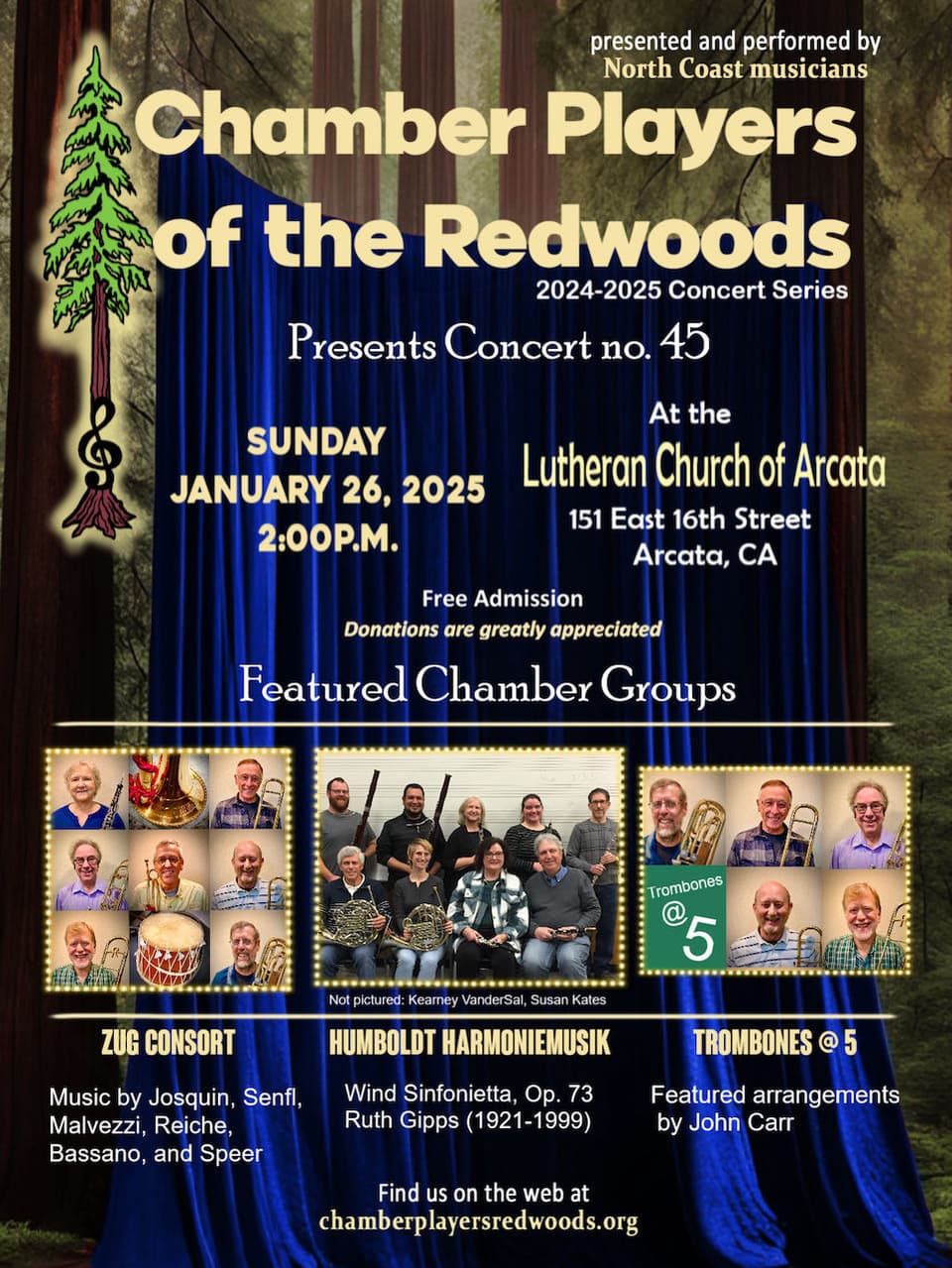 Chamber Players of the Redwoods Host Free Concert Feb. 1 in Arcata