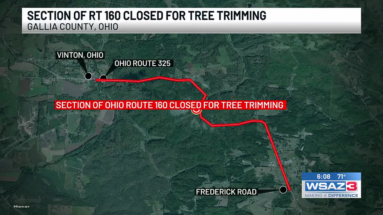 ODOT tree trimming closes SR 160 weekdays through June 30