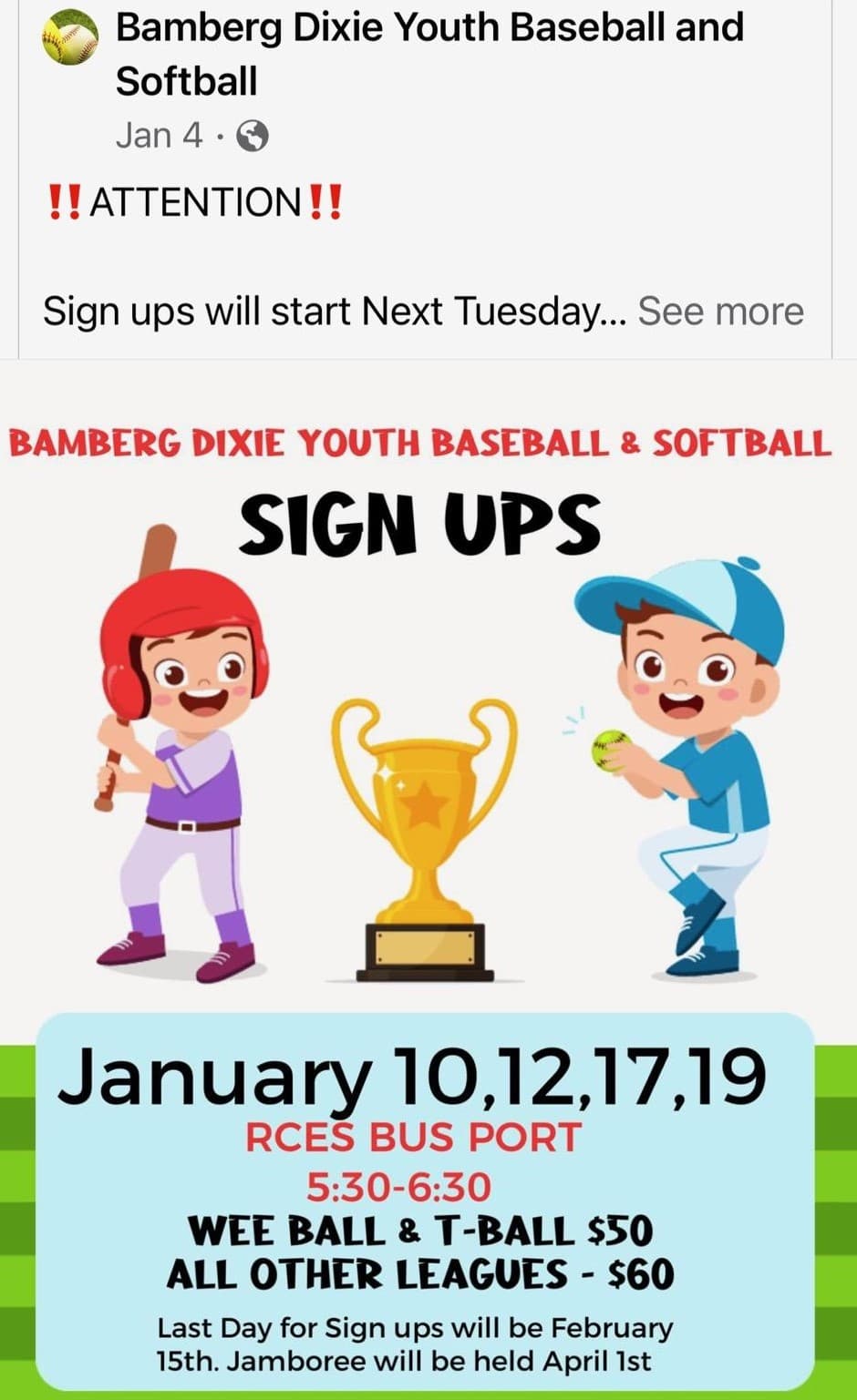 Bamberg youth programs page helps families track sports and recreation