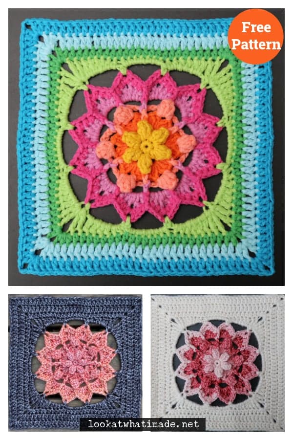 Downton Abbey Proposal Inspires Floral Crochet Square with Seamless Color Changes