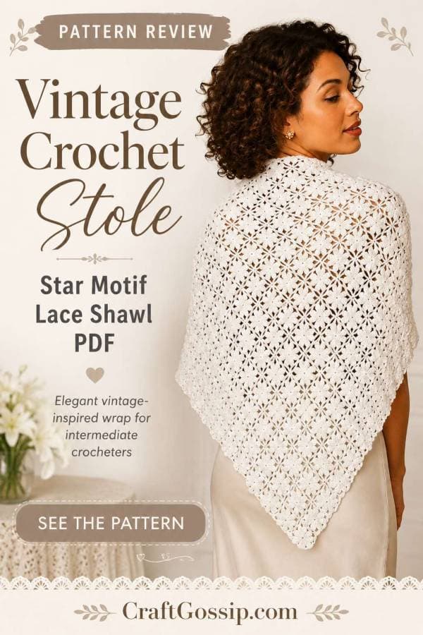 Vintage star-motif crochet stole brings 1950s lace elegance back
