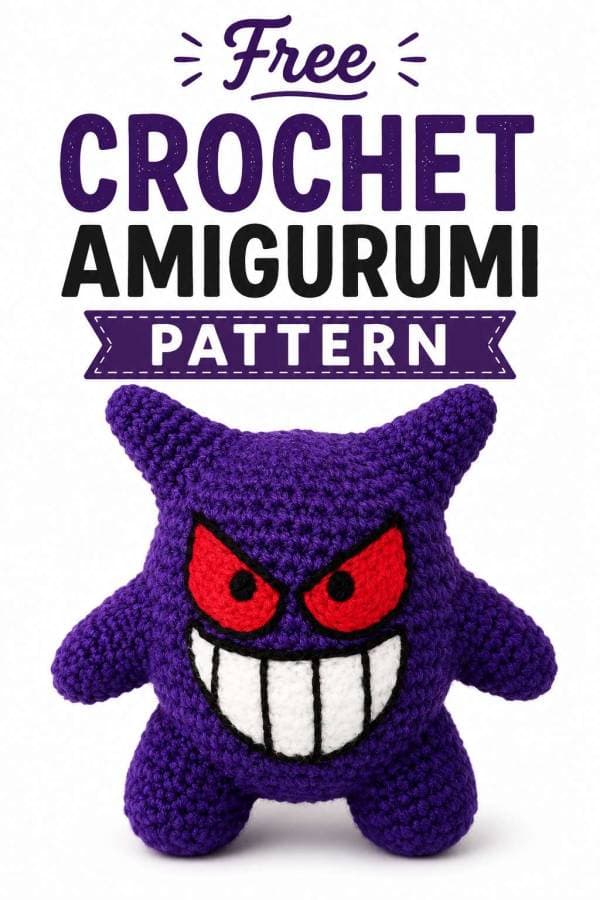 CraftGossip shares Gengar-inspired free crochet amigurumi pattern