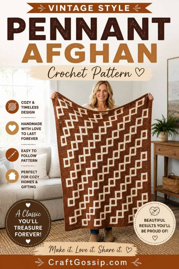 Vintage pennant afghan pattern brings retro charm to modern crochet
