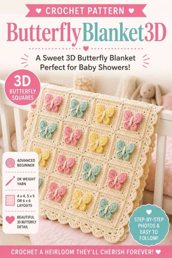 Butterfly appliqué crochet blanket blends charm and everyday usefulness