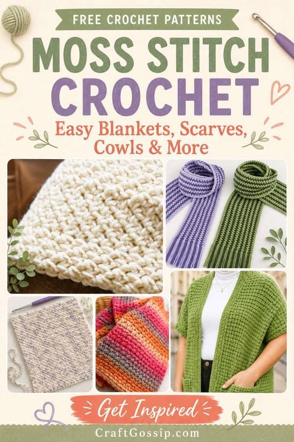 Moss stitch projects turn leftover yarn into cozy crochet favorites