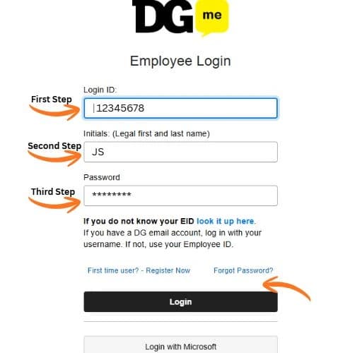 Dollar General login page guides employees on ID, password access