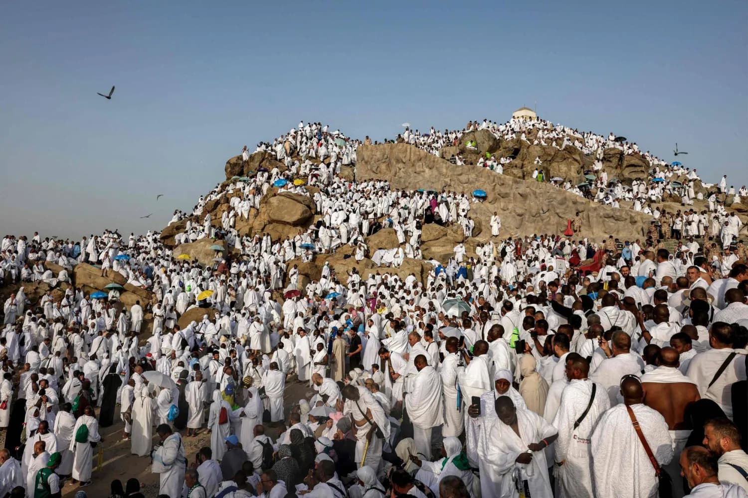 Millions of Muslim pilgrims pray on Mount Arafat in punishing heat