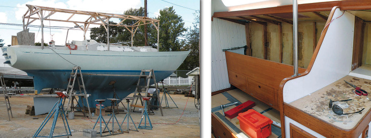 Major hull-to-deck repairs force interior teardown on Nicholson 35 Levity