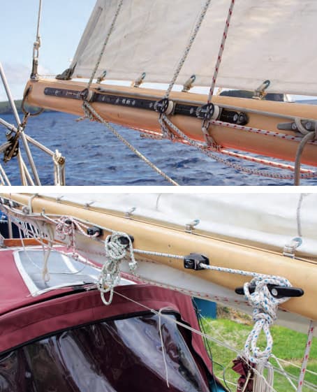 A neat way to secure reefing outhaul tails after reefing
