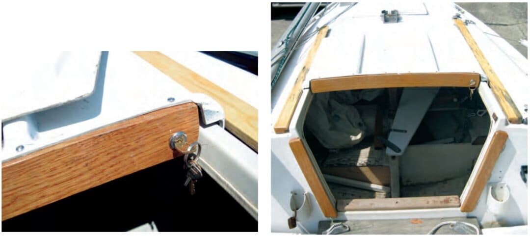 Simple lumber restores a tired companionway hatch on a Balboa 20