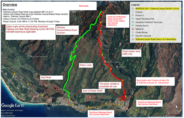 Weekday closures begin on Waimea Canyon Drive for major reconstruction