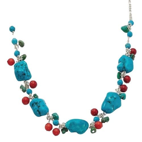 turquoise bead necklace doubles as statement piece and layerable staple