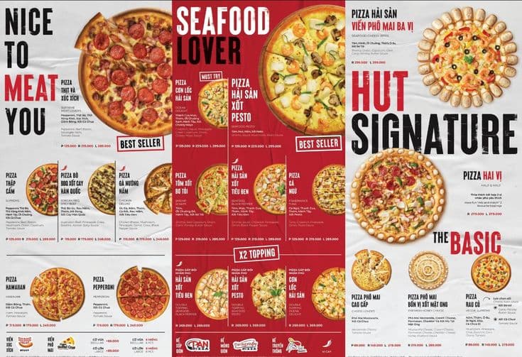 Pizza Hut menu page explains local pricing, offers and order rules