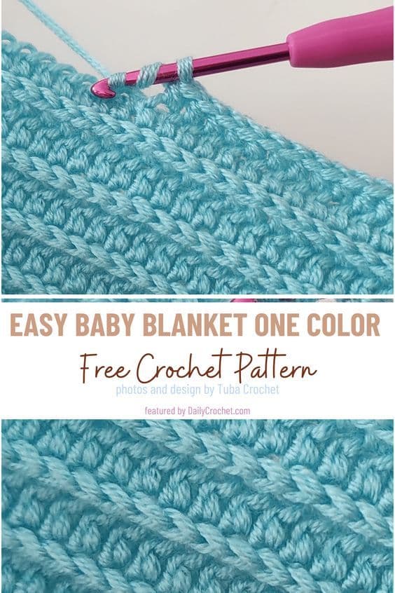 Easy one-color baby blanket crochet pattern for beginners