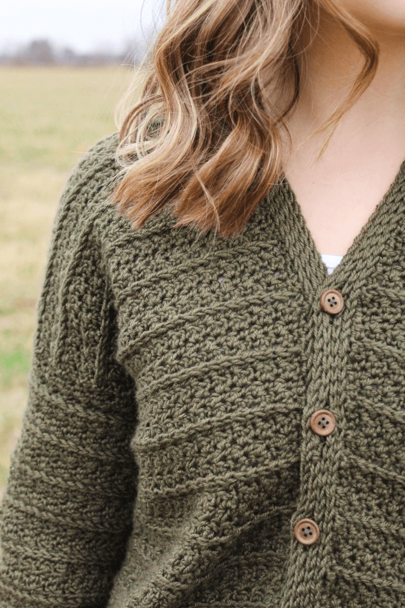 Free Crossed Stitch Button-Front Cardigan Pattern Offers Intermediate Makers a Wearable Challenge