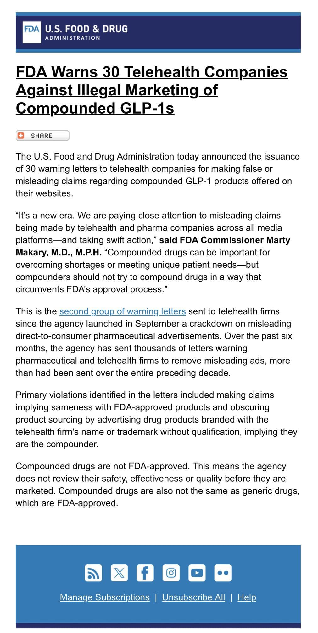 FDA cracks down on telehealth firms over weight-loss drug claims