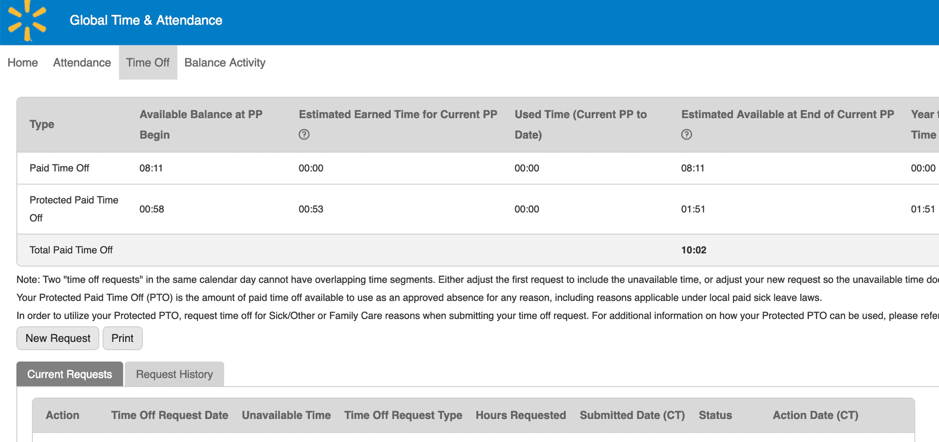 Walmart's GTA Portal now handles salaried PTO requests and balances