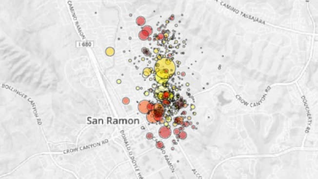 Small earthquake swarm, largest M4.0, rattles San Ramon area
